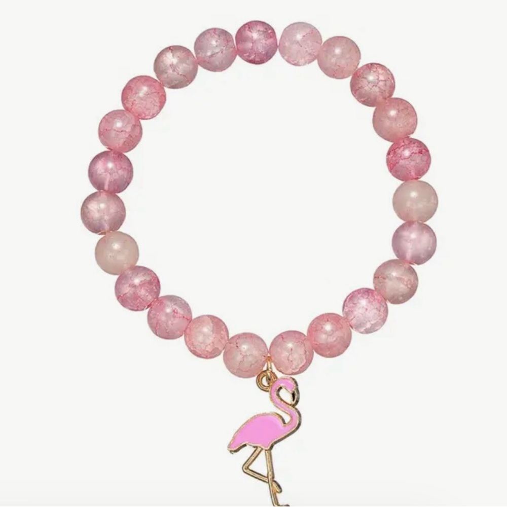 2/$25 Pretty in Pink Beaded Alloy Flamingo 🦩 Bracelet Jewelry Gift NEW